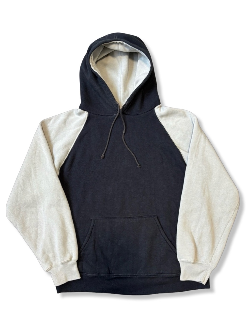 Vintage 80s Champion Choice Soft Two-Tone Black and Cream Hoodie